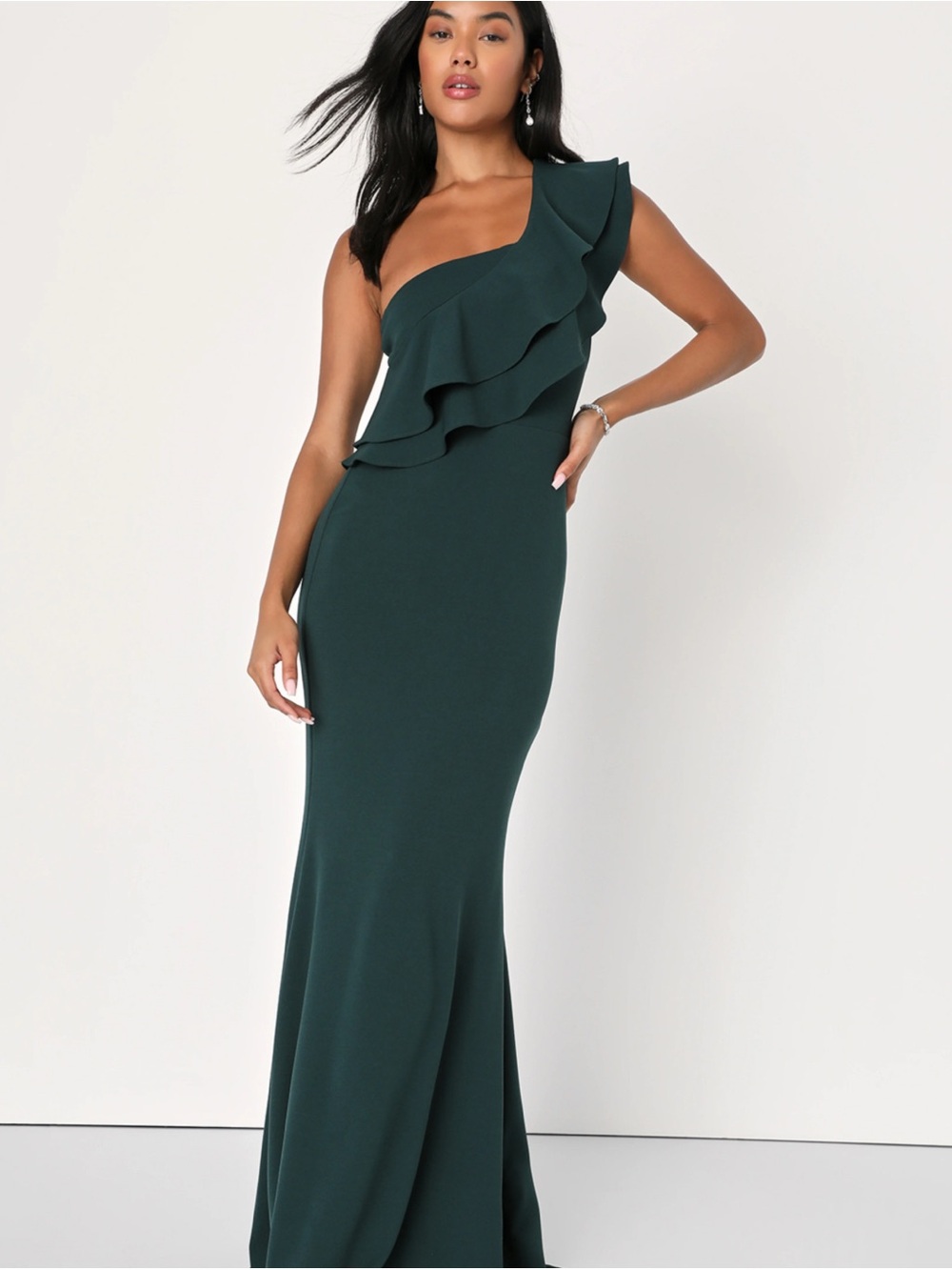 Lulu's One-Shoulder Ruffle Gown